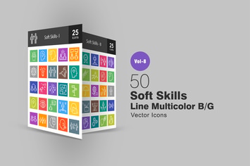 50 Soft Skills Line Multicolor B/G Icons