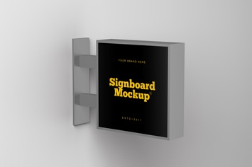 Realistic Square Signboard Mockup