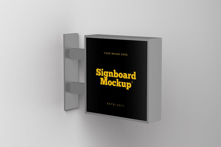 Realistic Square Signboard Mockup