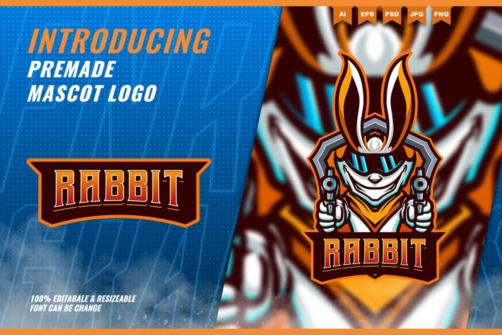 Rabbit Shooter - Mascot Esport Logo Template