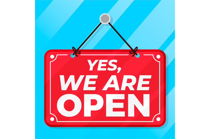 Yes We Are Open Sign