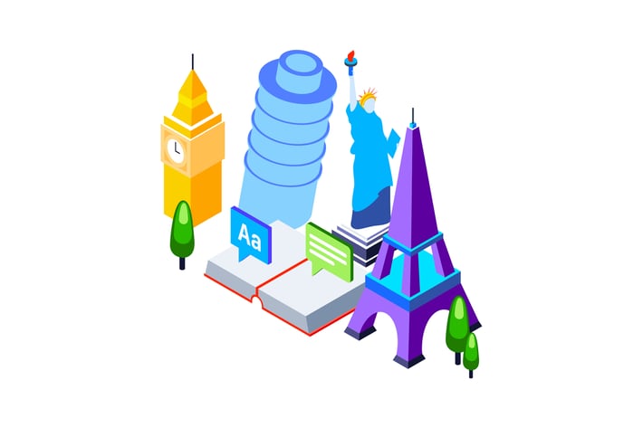 Language School Isometric Illustration
