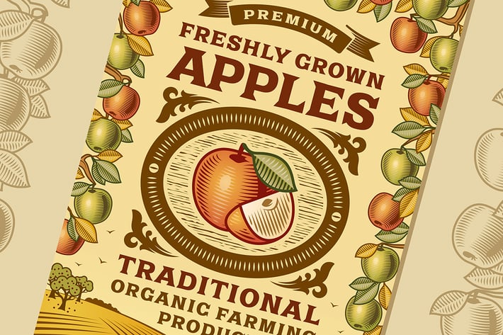 Retro Apples Poster