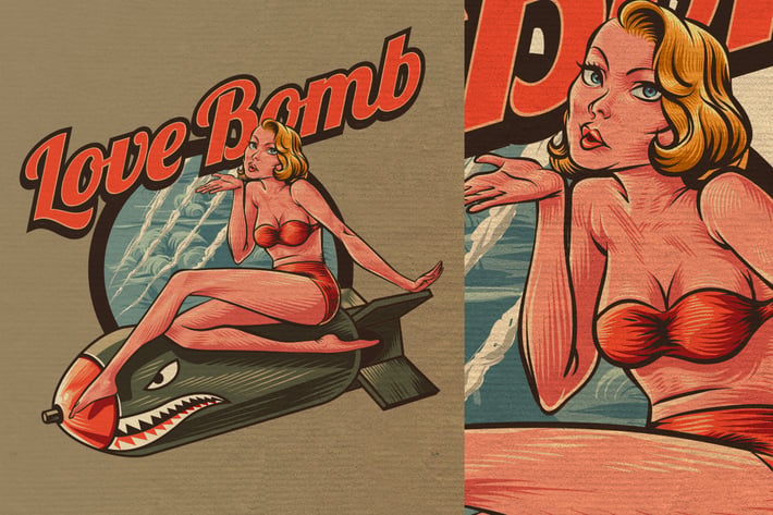 Retro Vintage Pin Up Girl Logo