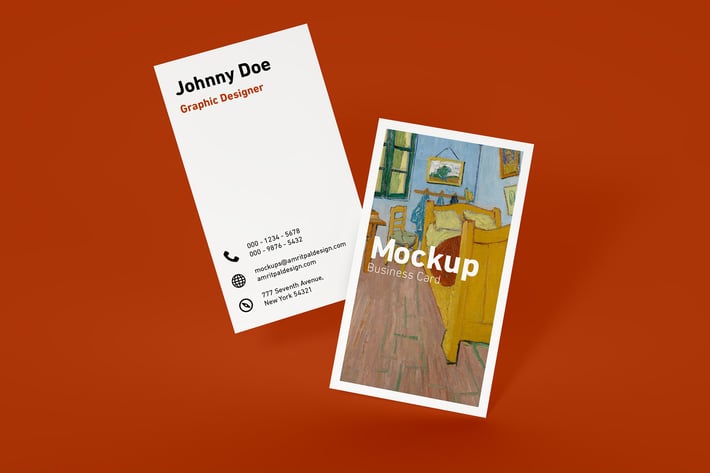 Minimal Vertical Business Card Mockup