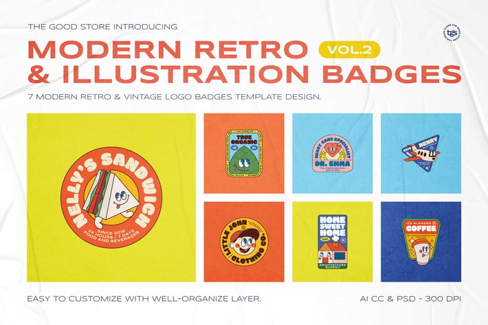 Modern Retro Illustration Badges Vol.2