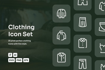 Clothing Dashed Line Icon Set