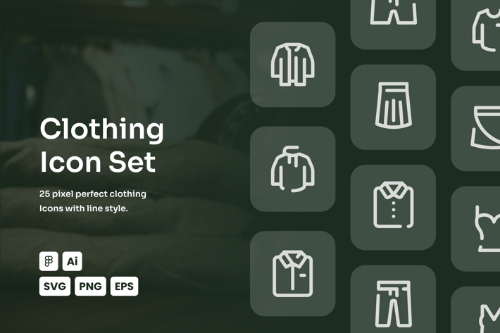 Clothing Dashed Line Icon Set