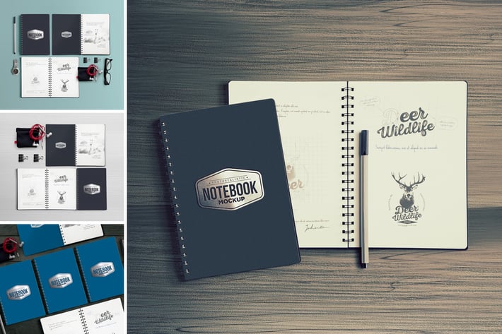 4 Notebook Mockups With Movable Elements