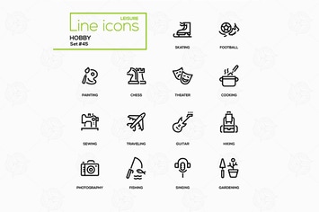 Hobby - line design icons set
