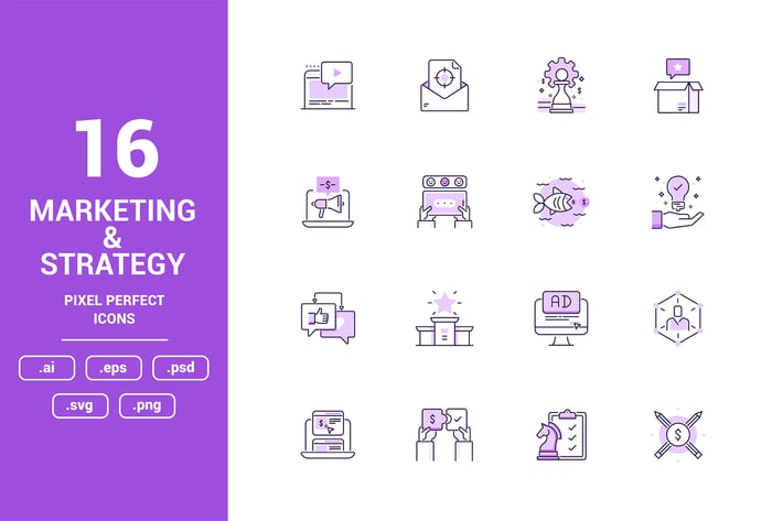 Marketing and Strategy Color Vector Line Icons