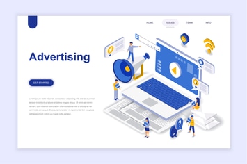 Advertising and Promo Isometric Landing Page