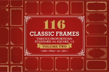 Decorative frames and borders set #2, 116 Elements