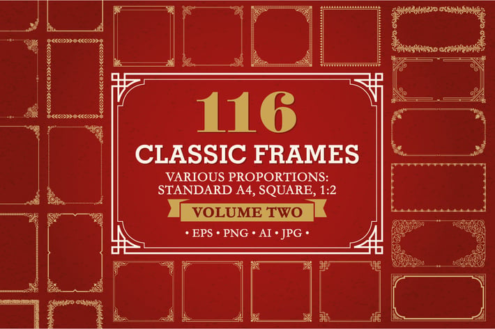 Decorative frames and borders set #2, 116 Elements