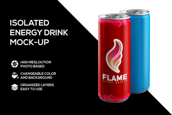 Energy drink can mockup