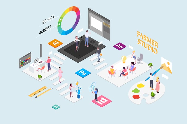 Creative Studio Concept Isometric Illustration