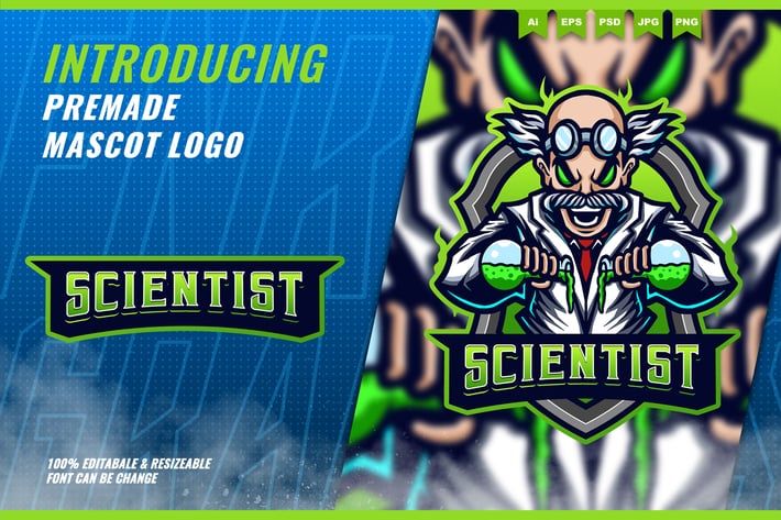 Mad Scientist - Mascot Esport Logo Template