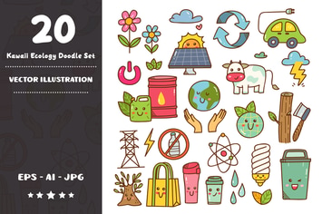 Kawaii Ecology Doodle Set