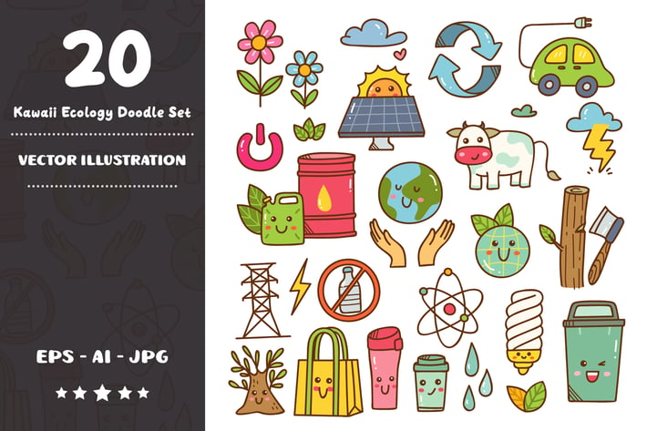 Kawaii Ecology Doodle Set