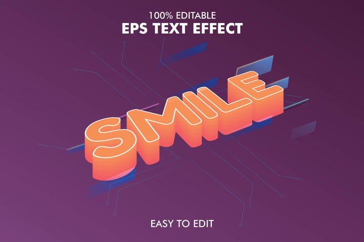 Smile -  Editable 3D Text Effect EPS 