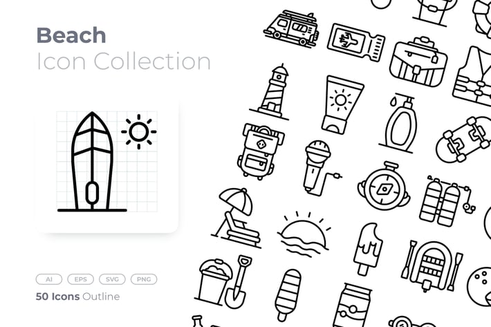 Beach Outline Icon