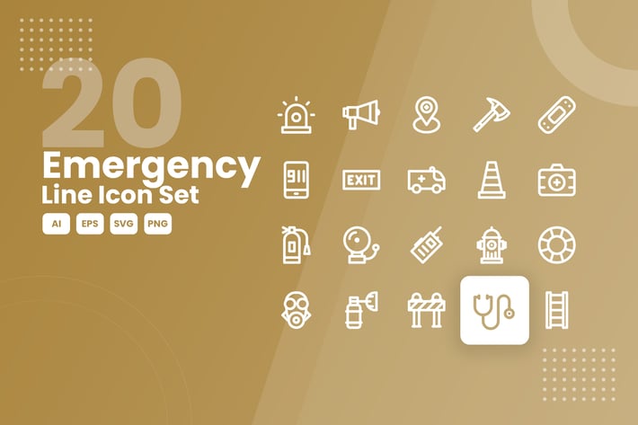 20 Emergency Line Icon Set