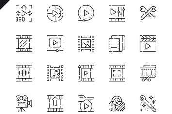 Simple Set Video Editing Line Icons