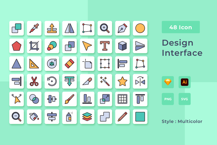 Design Interface Multicolor Style Icon Pack