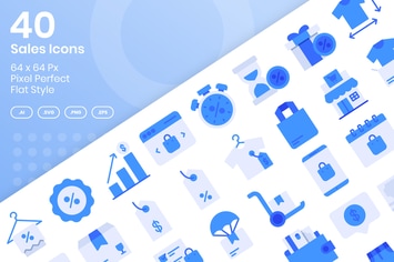 40 Sales Icons Set - Flat