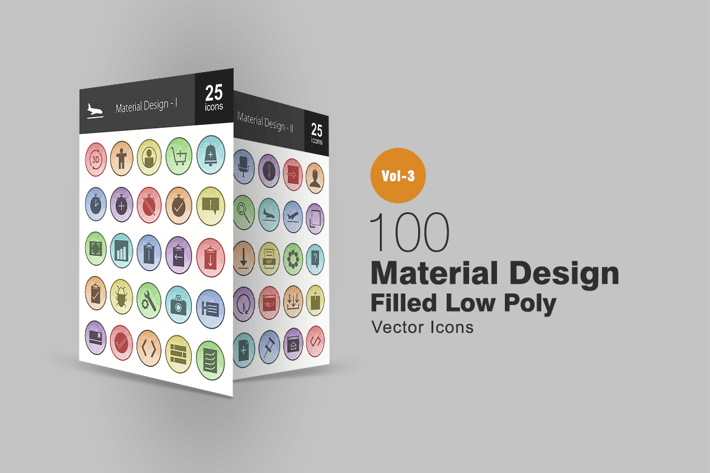 100 Material Design Filled Low Poly Icons