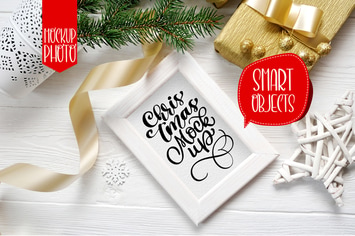 Christmas wooden frame with smart object