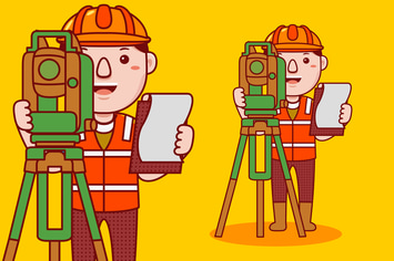 Man Land Surveyor Profession Cartoon Vector