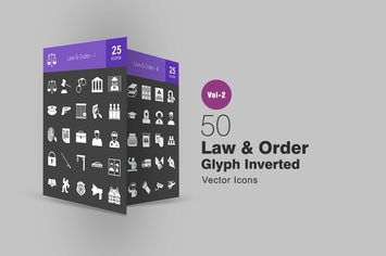 50 Law & Order Glyph Inverted Icons
