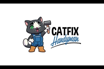 Cartoon Cute Handyman Cat Mascot Logo