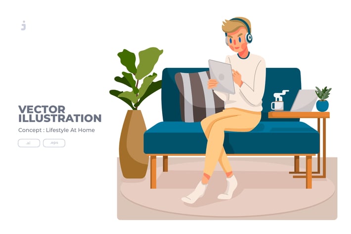 Lifestyle At Home - Vector Illustration 