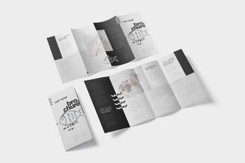 Roll-Fold Brochure Mockup - DL DIN Lang Size