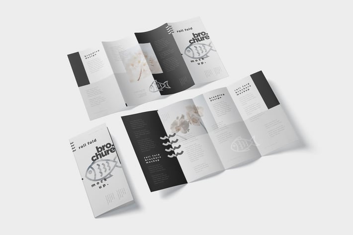 Roll-Fold Brochure Mockup - DL DIN Lang Size