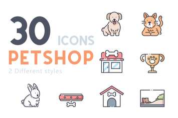 30 Pet shop icon set
