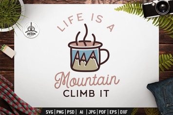 Mountain Logo Template Design. Adventure Mug Badge