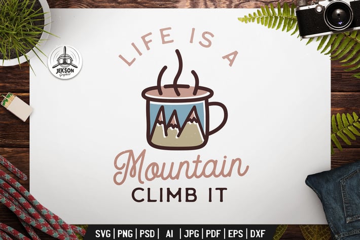 Mountain Logo Template Design. Adventure Mug Badge