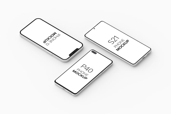 P40 Phone S21 Phone & iPhone 12 Mockup