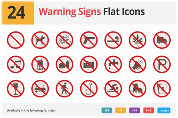 Warning Signs Flat Icons Vol 1