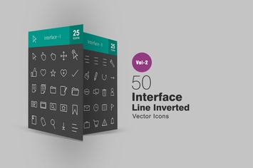 50 Interface Line Inverted Icons