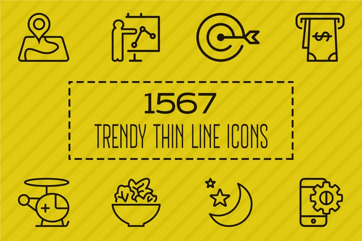 1567 Trendy Thin Line Icons