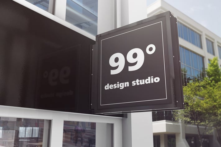 Building Advertising Square Sign Mockup