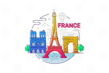 France - modern vector line travel illustration