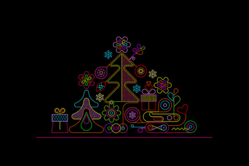 Christmas Tree Neon Design + 2 line art options