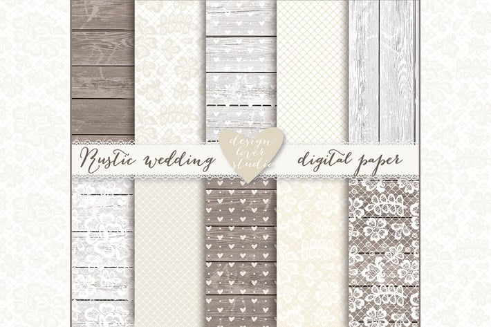 Lace, wedding invite champagne digital papers