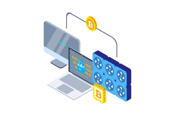 Mining Farm Isometric Illustration