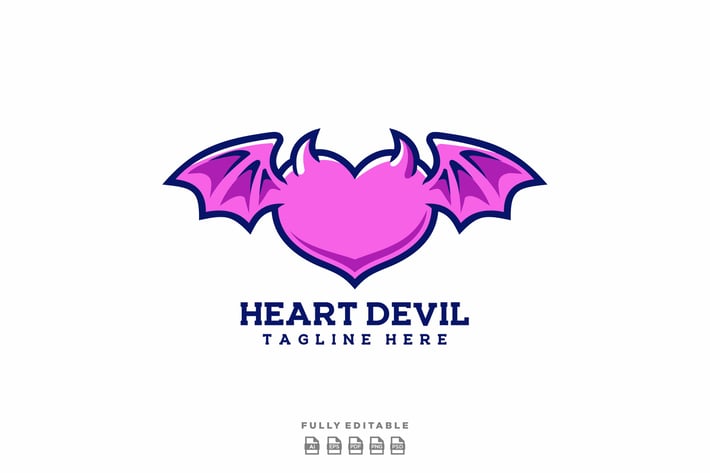 Heart Devil Logo Template